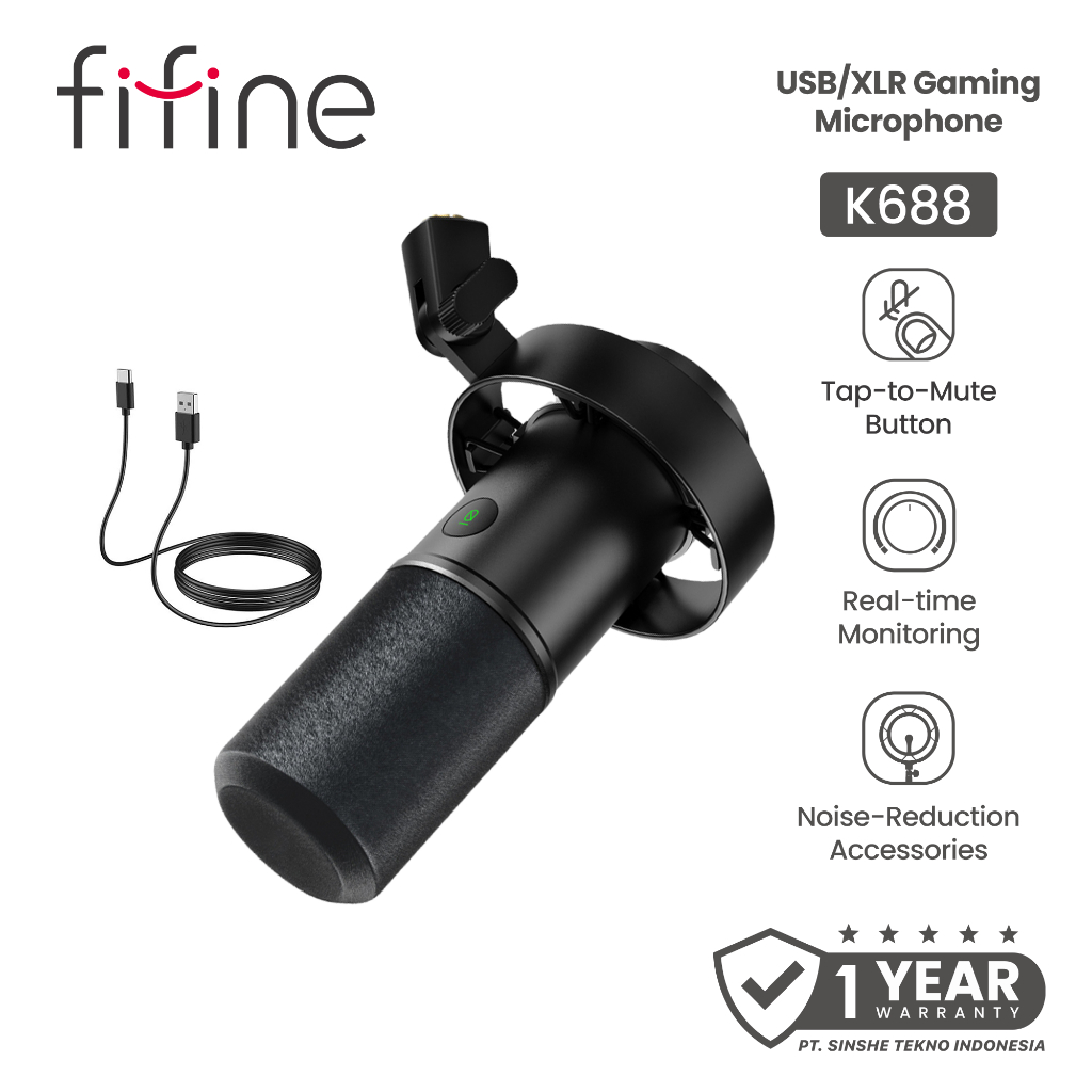 Jual FIFINE K688 Mikrofon Podcast Profesional USB & XLR – Mic Dynamic Cardioid untuk Live Streaming, Recording, Gaming, dan Voice Over | Shopee Indonesia