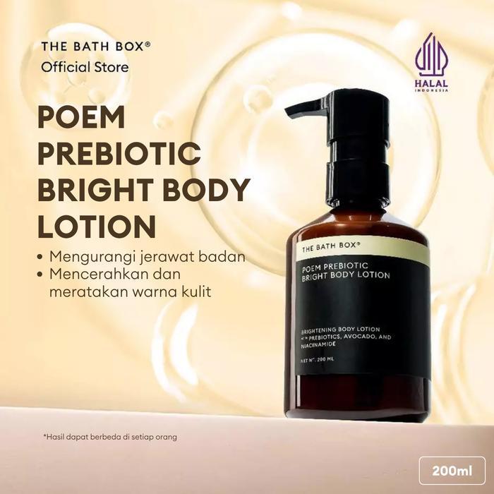 New The Bath Box - Poem Prebiotic Bright Body Lotion (Jerawat Badan, Kulit Iritasi, Kulit Kusam,