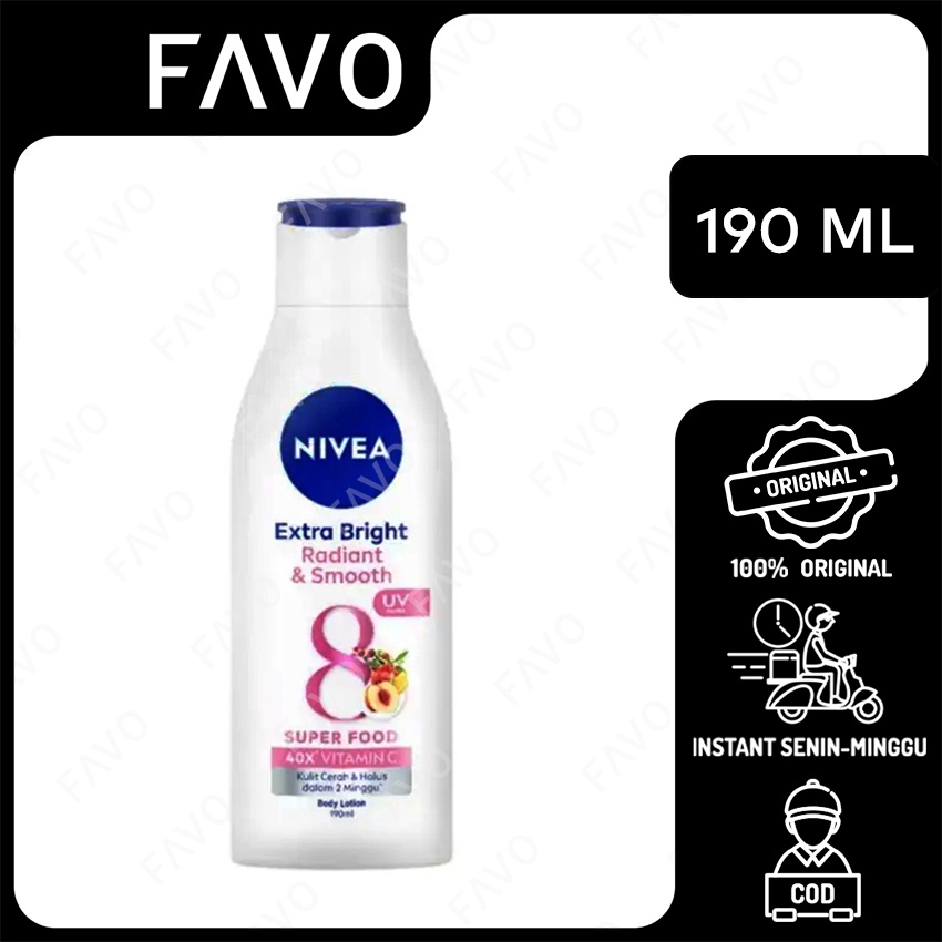 Jual Nivea Extra Bright Radiant & Smooth 8 Superfoods Body Lotion - 190 mL | Shopee Indonesia