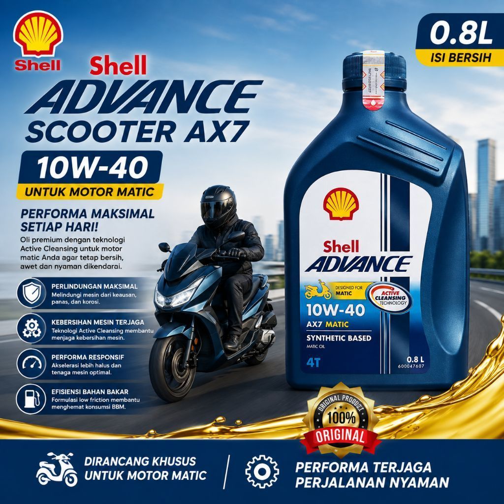 Jual Oli Shell Advance AX7 Scooter 10W-40 Oli Motor Matic 0.8 Liter | Shopee Indonesia