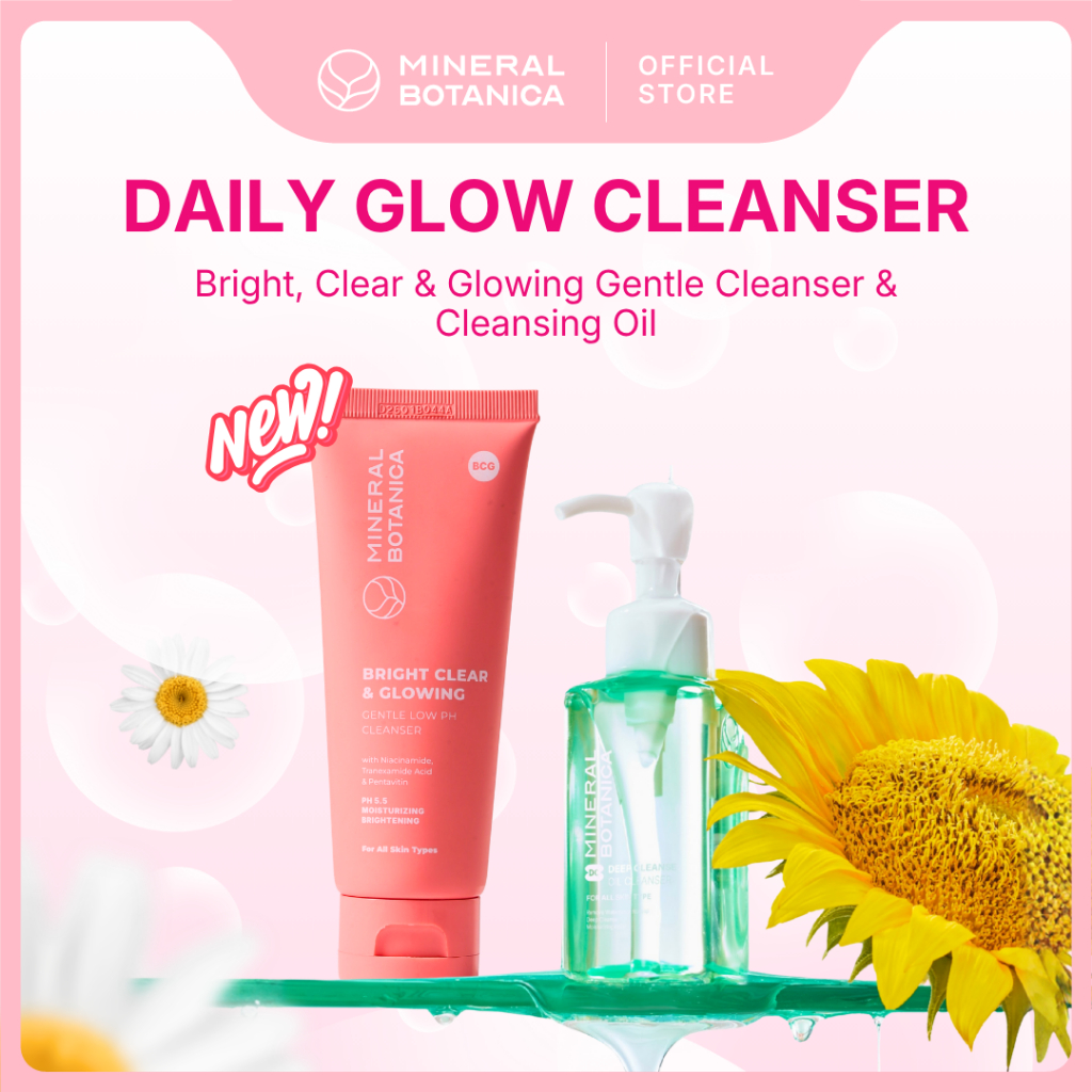 [Daily Glow Cleanser] Mineral Botanica Bright Clear & Glowing Gentle Cleanser Low pH  + Cleansing Oil | Deep Cleanse | Non-Comedogenic