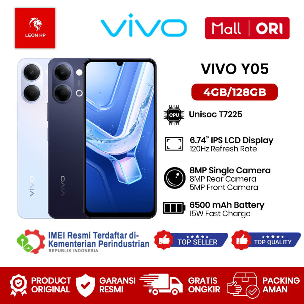 Vivo Y05 4GB+128GB - Garansi Resmi 1 Tahun