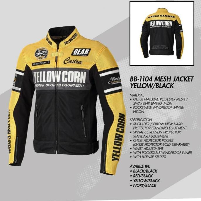 JUAL JAKET YELLOWCORN BB-1104 MESH JACKET YELLOW/BLACK