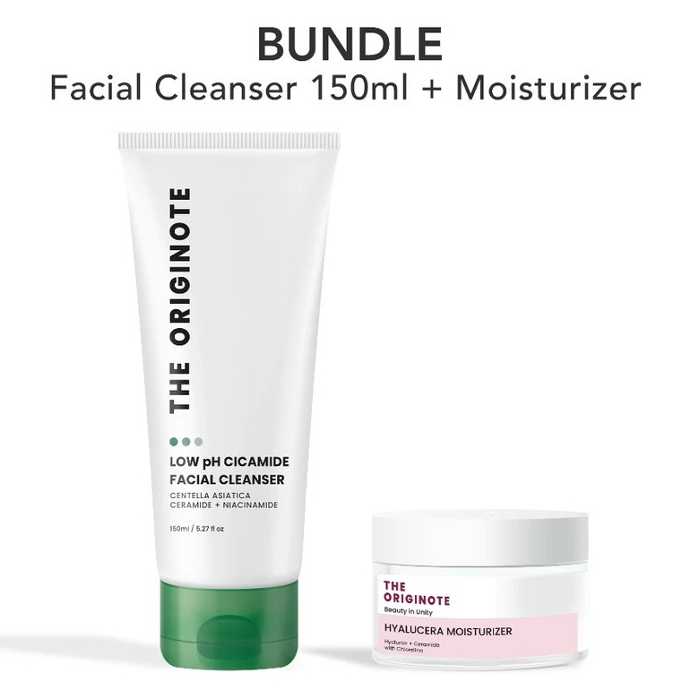 The Originote Bundle Low pH Cicamide Facial Cleanser + Hyalucera Moisturizer Gel