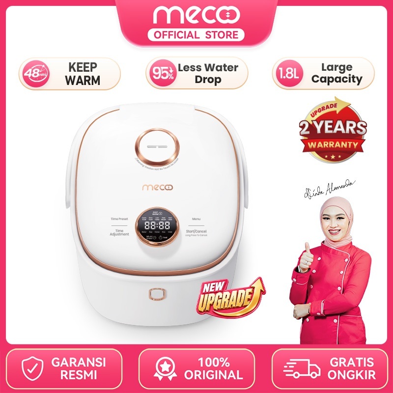 Jual [NEW] Mecoo Most Aesthetic Rice Cooker Pro UltraWarmth 48H 1.8L Anti Netes Magicom 480 Low Watt BPA Free Low Carbo Low Sugar | Shopee Indonesia