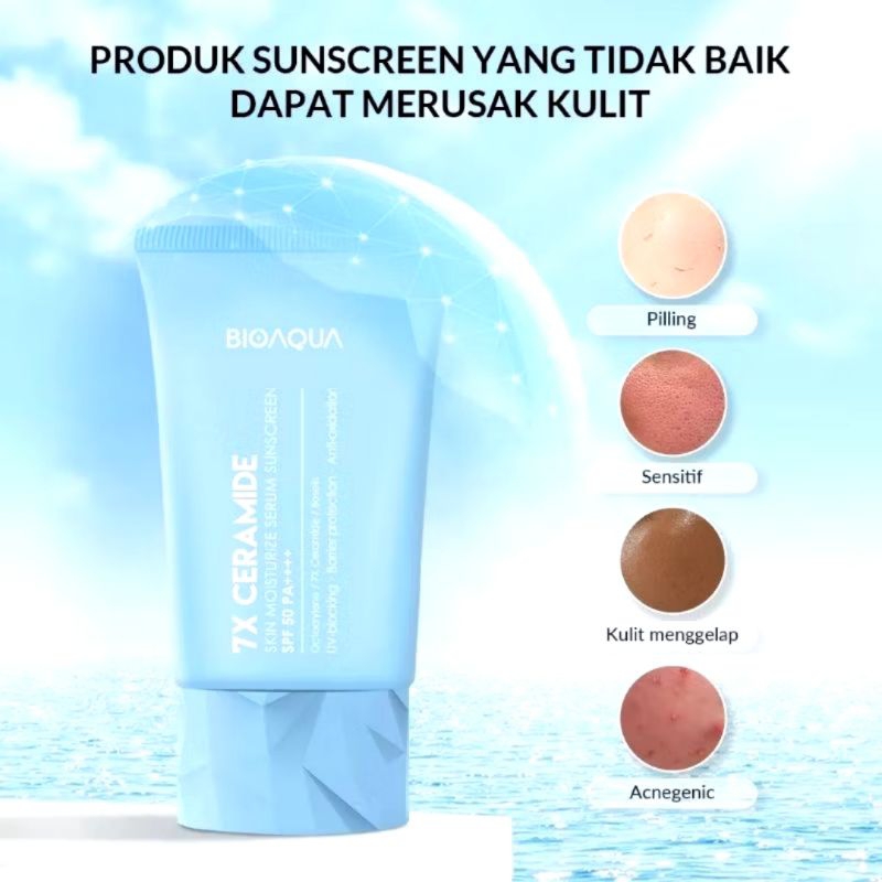 Jual BIOAQUA 7X Ceramide Skin Moisturize Serum Sunscreen SPF 50 PA++++ | Shopee Indonesia