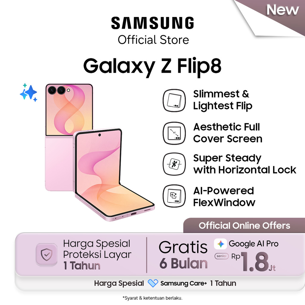 Jual Samsung Galaxy Z Flip8 [12GB/256GB] - Pink | Hp AI | Desain Lebih Tipis | FlexCam | Shopee Indonesia