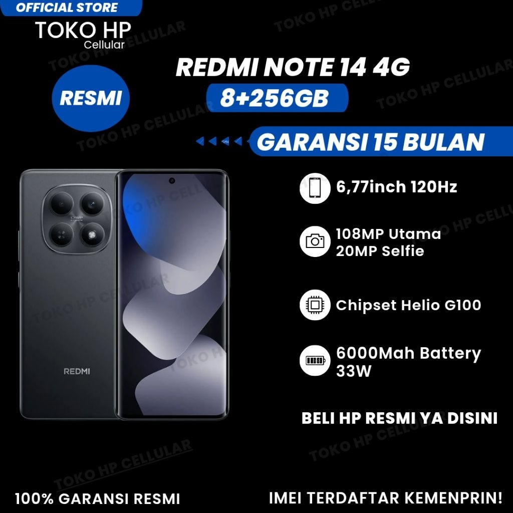 AH CELL JAKARTA - Redmi Note 15 4G 8/256 - 8/128 GB Garansi Resmi Xiaomi Indonesia