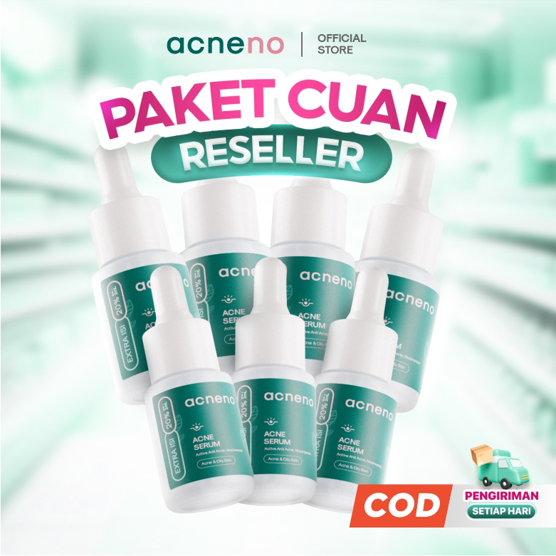 [PAKET CUAN RESELLER] Acneno Acne Serum 12ml isi 7 pcs - Membantu Meredakan Jerawat Meradang dan Kemerahan | Halal dan Bpom