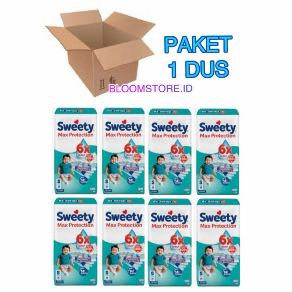 PAKET 1 DUS - SWEETY SILVER Pant Pants Popok Max Protection Celana Perekat Tape Taped Sekali Pakai Diaper Baby Bayi Diapers Newborn Nb S Nbs 40 Nbs40 Nb-S Nb-S40 M32 M 32 L28 L 28  S38 S 38 Bayi Baru Lahir Bal Murah Termurah Terlaris Promo 1Karton Karton