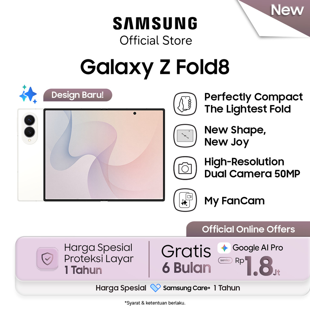 Samsung Galaxy Z Fold8 [16GB/1TB] - Cream | Hp AI | 4800mAh | Desain Terbaru