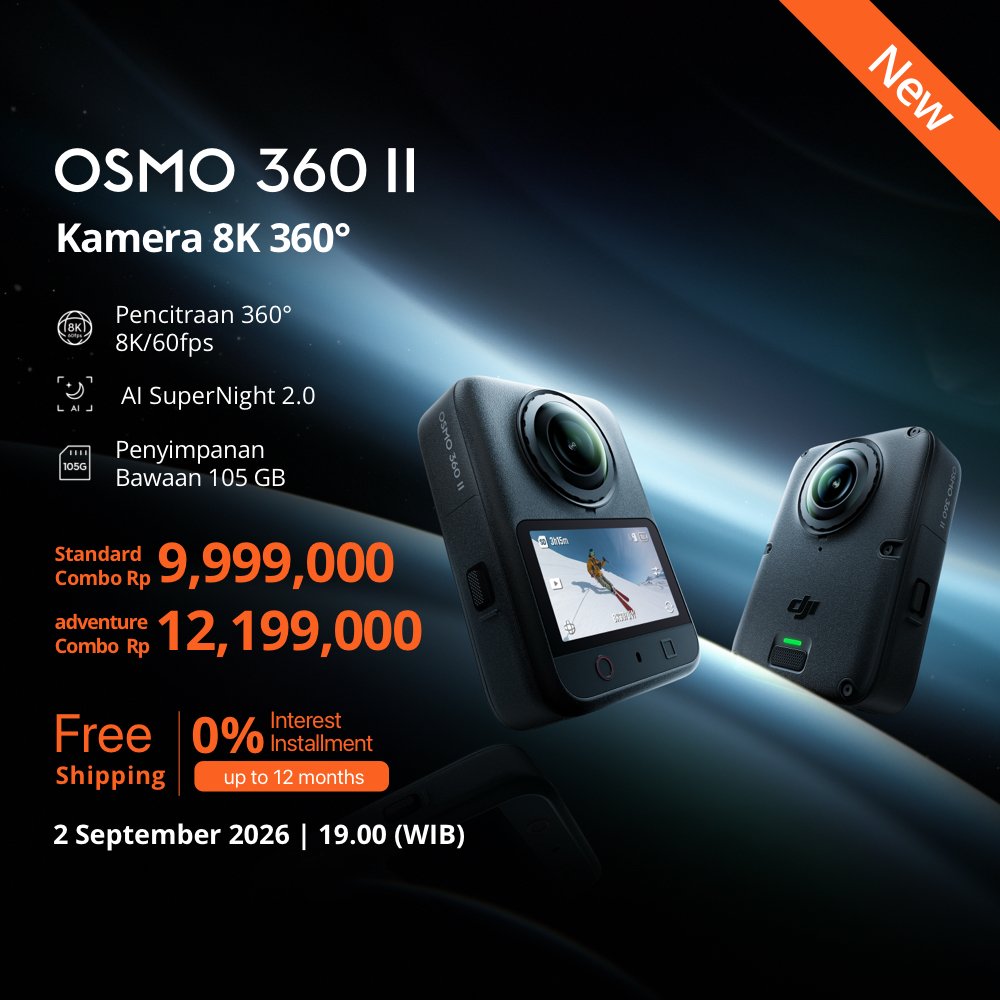 Jual [ New Arrival ] DJI Osmo 360 II, 8K 360° Camera | Imaging, AI SuperNight 2.0, 105GB Built-in Storage | Shopee Indonesia