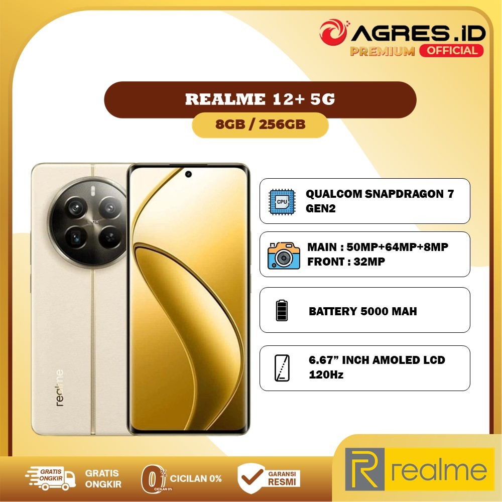 Jual REALME 12+ 5G - 8GB/256GB GARANSI RESMI INDONESIA | Shopee Indonesia