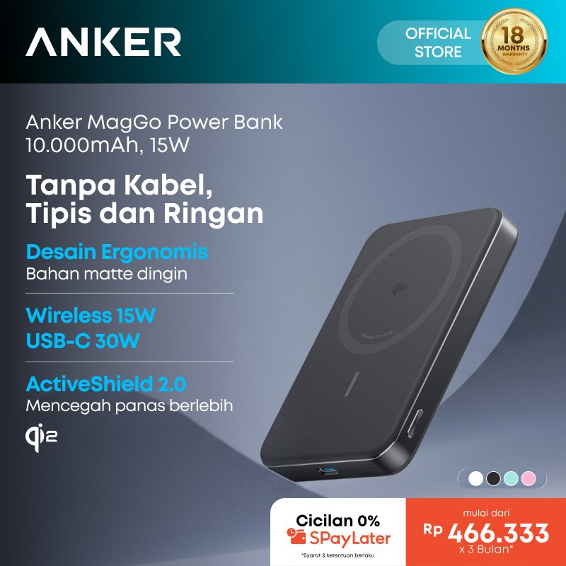 Jual Anker MagGo Wireless Power Bank Magnetic Magsafe 15W Ultra slim, Qi2 Fast Charging Type C PD 10000 mAh - A1664 | Shopee Indonesia