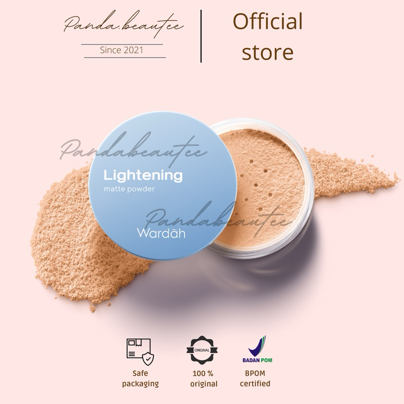 PANDABEAUTEE - WARDAH Lightening Matte Loose Powder 20 g - Bedak Tabur dengan Smooth-Matte Finish yang Diformulasikan dengan SPF 20 PA++ dan Serum Niacinamide Untuk Hasil Makeup Flawless dan Cerah - Makeup