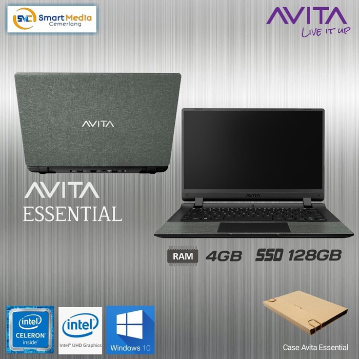 LAPTOP AVITA ESSENTIAL 14 N4000 4GB 128 SSD WIN10 GARANSI RESMI 2 YEAR
