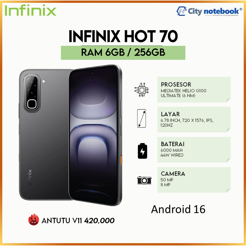 INFINIX HOT 70 6GB 256GB GARANSI RESMI