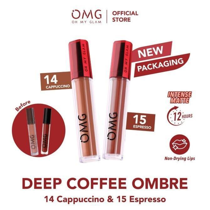 Promo Omg Oh My Glam Mattelast Lip Cream Deep Coffee Ombre - 14 & 15 (Lip Cream Matte Dengan Warna Intense, Tahan Lama & Ringan)