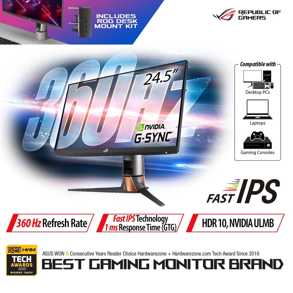 Jual ASUS ROG Swift 360Hz PG259QNR 25 Inch Monitor - IPS FHD 360Hz 1ms HDR | Shopee Indonesia