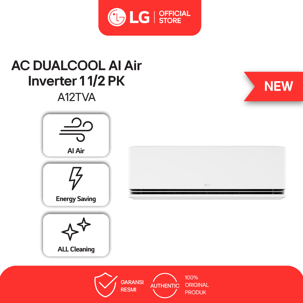 Jual LG Air Conditioner 1.5 PK DUALCOOL AI Air Inverter Energi Saving - All Cleaning - AI Comfort Control A12TVA | Shopee Indonesia