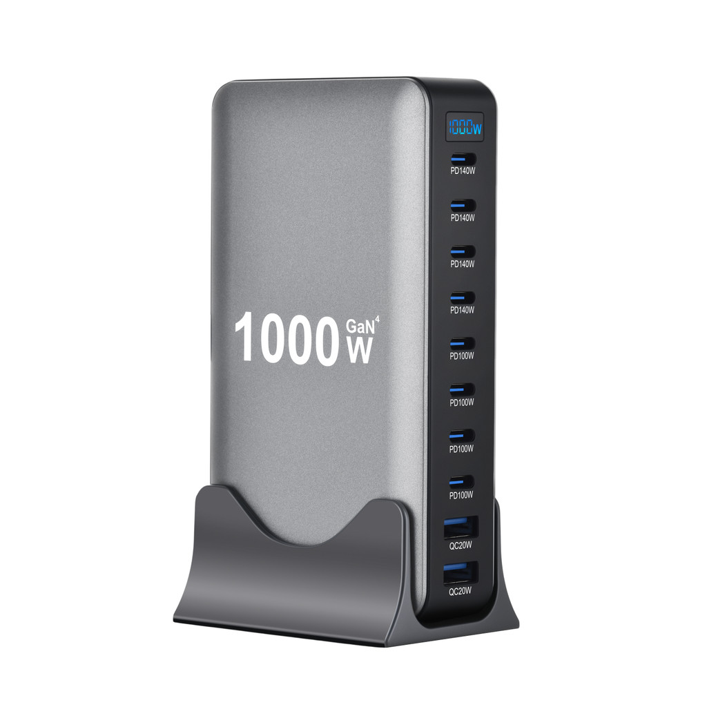1000W 10-Port GaN Desktop arger 140W PD Fast arging for MacBook Pro Laptop, 100W for Phone Tablet, Multi Port USB Hub Statio