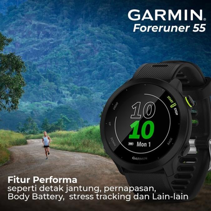 TERLARIS Garmin Forerunner 55 FR55 FR 55 Original Smartwatch 5ATM Fitness Tracker Smart Watch Running Jam Tangan Garansi Resmi TAM 2 Tahun