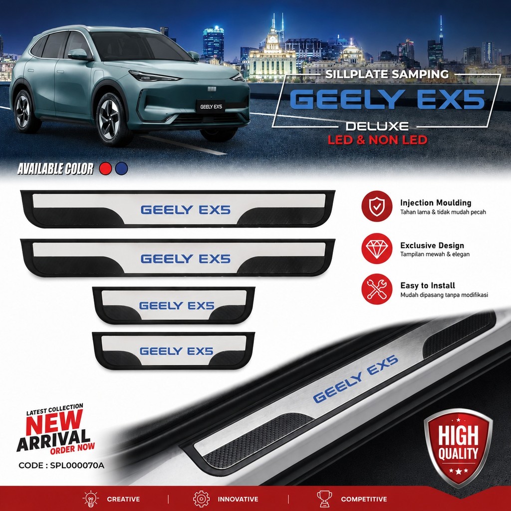 Jual Sillplate Pijakan Pintu Samping NON LED Mobil GEELY EX2 EX5 2025 2026 | Shopee Indonesia