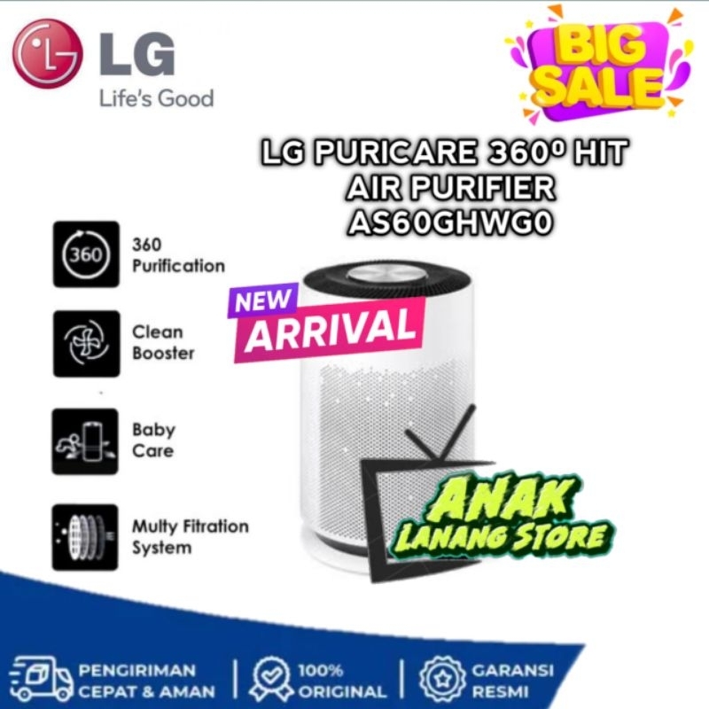 LG AIR PURIFIER AS60GHWG0 PURICARE 360 HIT 61M² GARANSI RESMI