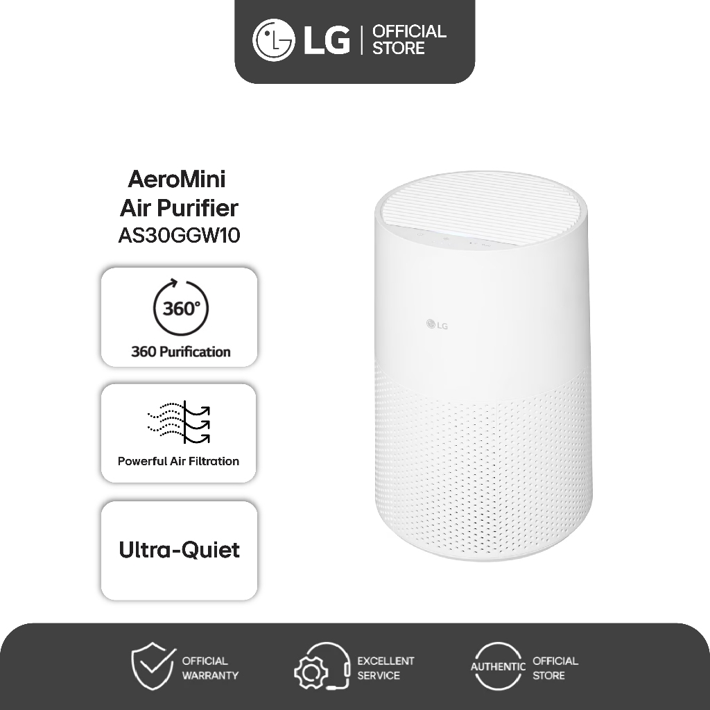 Jual LG Air Purifier Pembersih Udara Penyaring Udara Hepa Filter AeroMini Silent Noise Suara Tenang Pembersih 360 Aman untuk Bayi AS30GGW10 | Shopee Indonesia