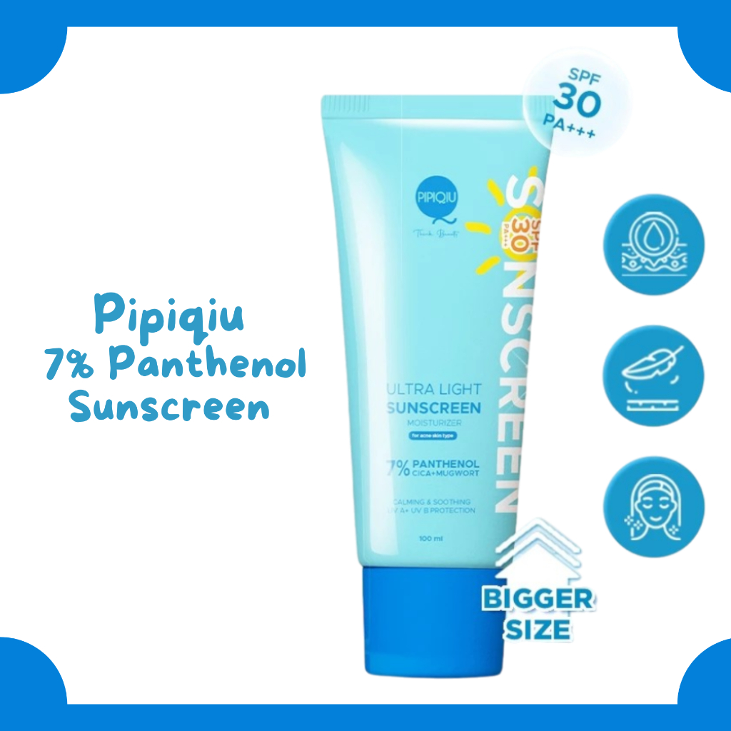 Pipiqiu Ultra Light Sunscreen 7% Panthenol Moisturizer Calming and Soothing SPF30 PA+++ 100ml/Tabir Surya