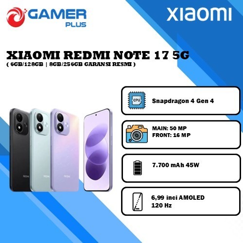 Jual Xiaomi Redmi Note 17 5G 6GB/128GB | 8GB/256GB - Garansi Resmi Xiaomi Indonesia | Shopee Indonesia