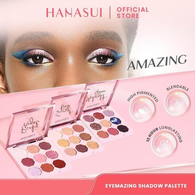 SUDIRIMANKALIJAGA - HANASUI EYEMAZING EYESHADOW PALETTE - EYESHADOW PALLETE 3 SWEATPROOF SHADES HIGH PIGMENT & EASY TO BLEND