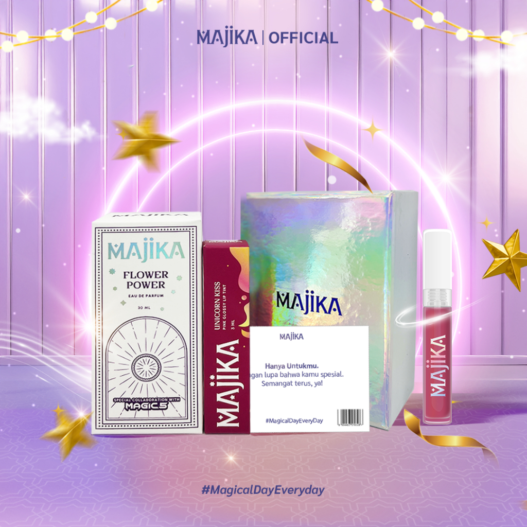 MAGIC5 x MAJIKA Aura Kit Gift Box |KADO ULANG TAHUN|HANYA UNTUKMU|SELAMAT | [Flower Power EDP + Lip Tint Unicorn Kiss + Box + Gift Card] | Parfum Unisex Tahan Lama
