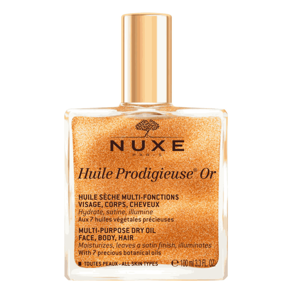 Nuxe Huile Prodigieuse Or Multi-Purpose Dry Oil 100ml GOLD – Face Body Hair Oil | Pelembap Wajah & Tubuh | Vitamin Rambut | Body Oil | Fragrance Primer | Instant Golden Glow