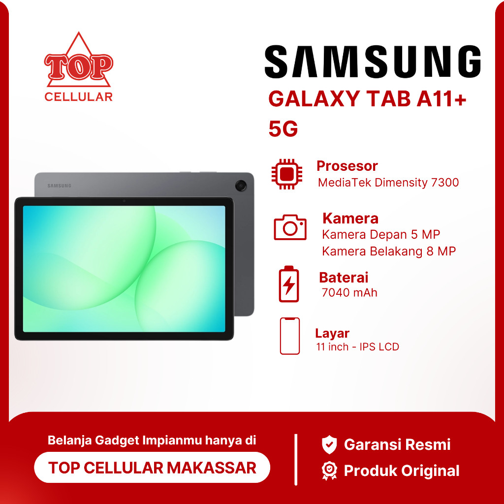 SAMSUNG GALAXY TAB A11+ 5G 5G [6/128 GB] GARANSI RESMI