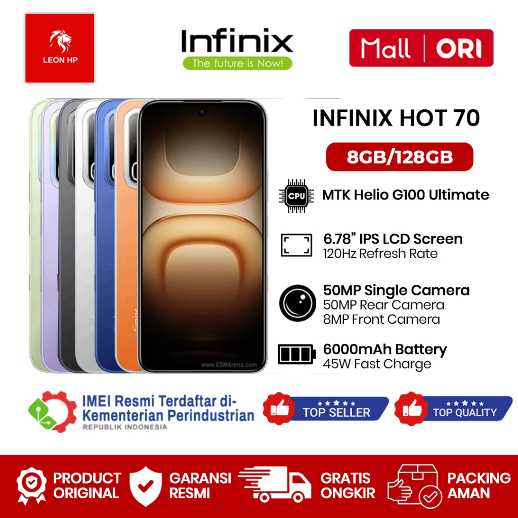 Infinix Hot 70 8GB+128GB - Garansi Resmi 1 Tahun