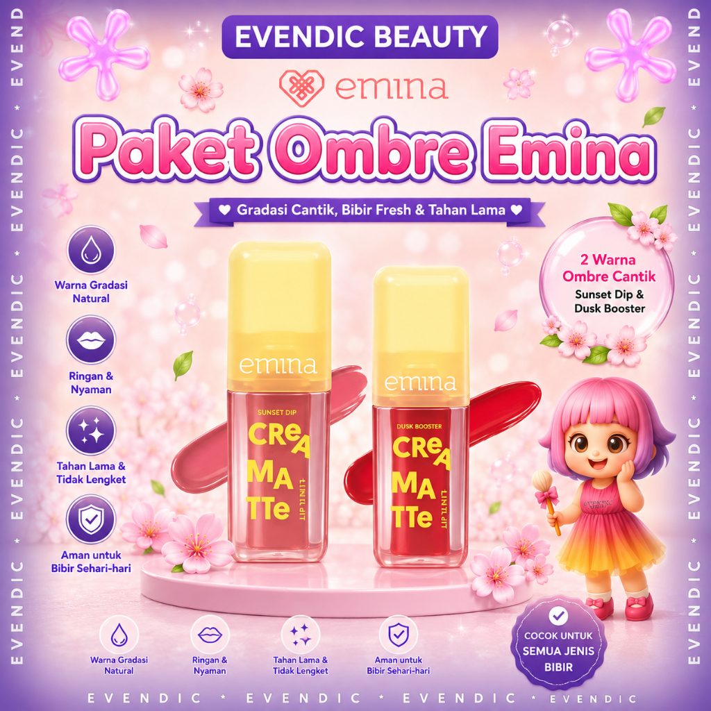 Emina PAKET Ombre Emina Creamatte Lip Cream | BPOM| ORIGINAL
