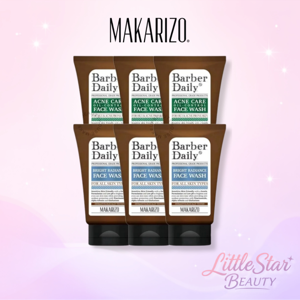Triplepack 3 Pcs Makarizo Barber Daily Face Wash Acne Care Bright Radiance Membersihkan Wajah Pria