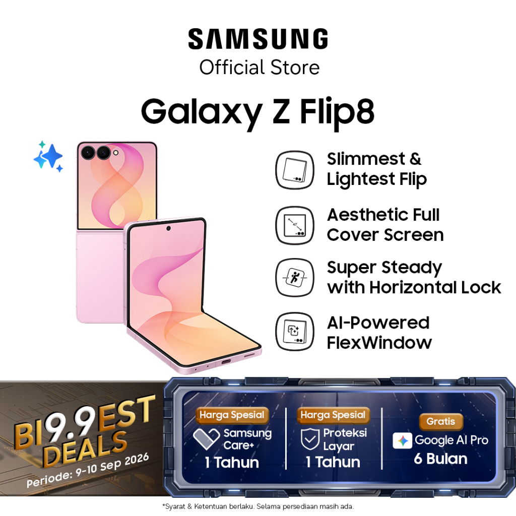 Jual Samsung Galaxy Z Flip8 [12GB/256GB] - Pink | Hp AI | Desain Lebih Tipis | FlexCam | Shopee Indonesia