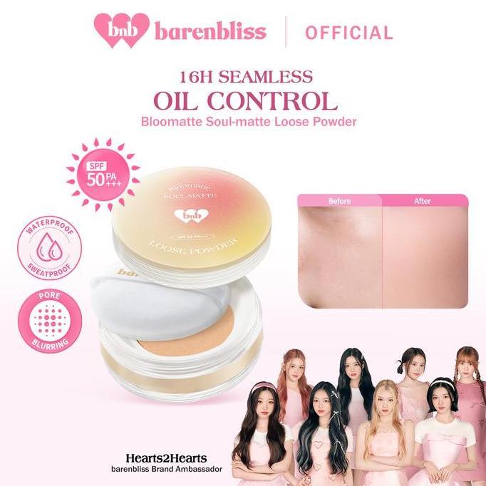 HEMAT BANGET - BEST SELLINGBNB barenbliss Bloomatte Soul-Matte Loose Powder Kosmetik Korea Bedak Tabur Ringan Menyamarkan Pori-Pori | Bedak Tabur 16 Jam Tahan Lama, Kontrol Minyak & SPF 50 PA+++, Cocok untuk Semua Jenis Kulit!