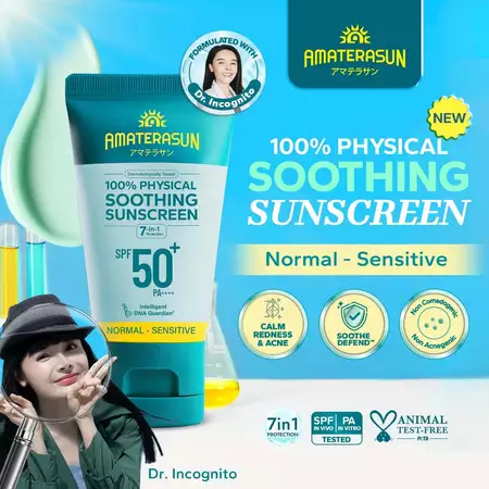AMATERASUN 100% Physical Soothing Sunscreen SPF 50+ PA++++ - 30gr Soothe Defend