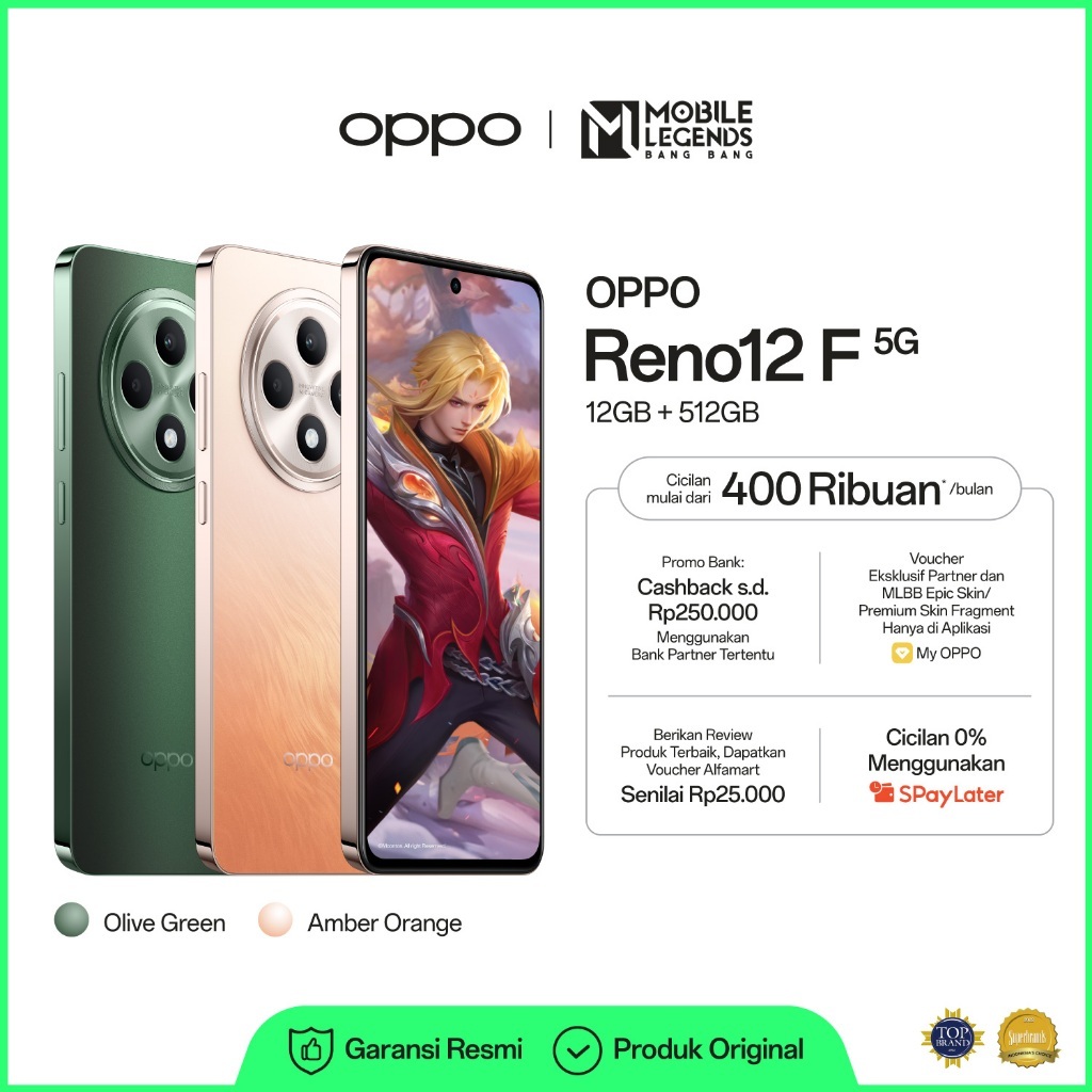 OPPO Reno12 F 5G 12GB+256GB/512GB [AI Potrait Expert, All-Round Armour, Dimensity 6300, 45W SUPERVOOC 5000mAh]