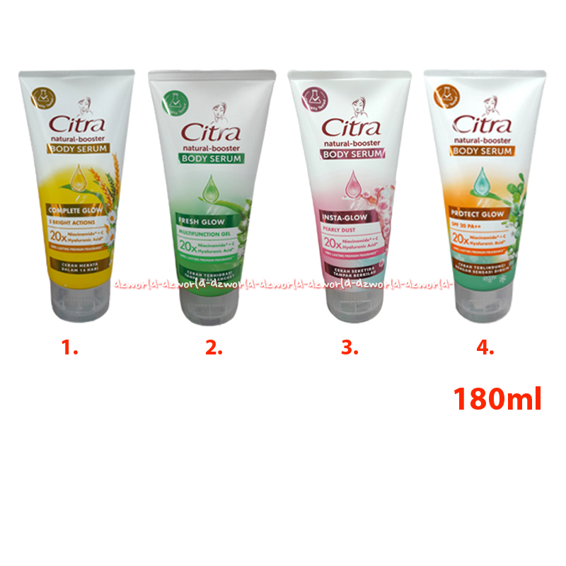 Citra 180ml Natural Booster Body Serum Complete Fresh Insta Protect Glow Bright Action Multiction Gel Krim Badan Pearl Dust Spf 30+