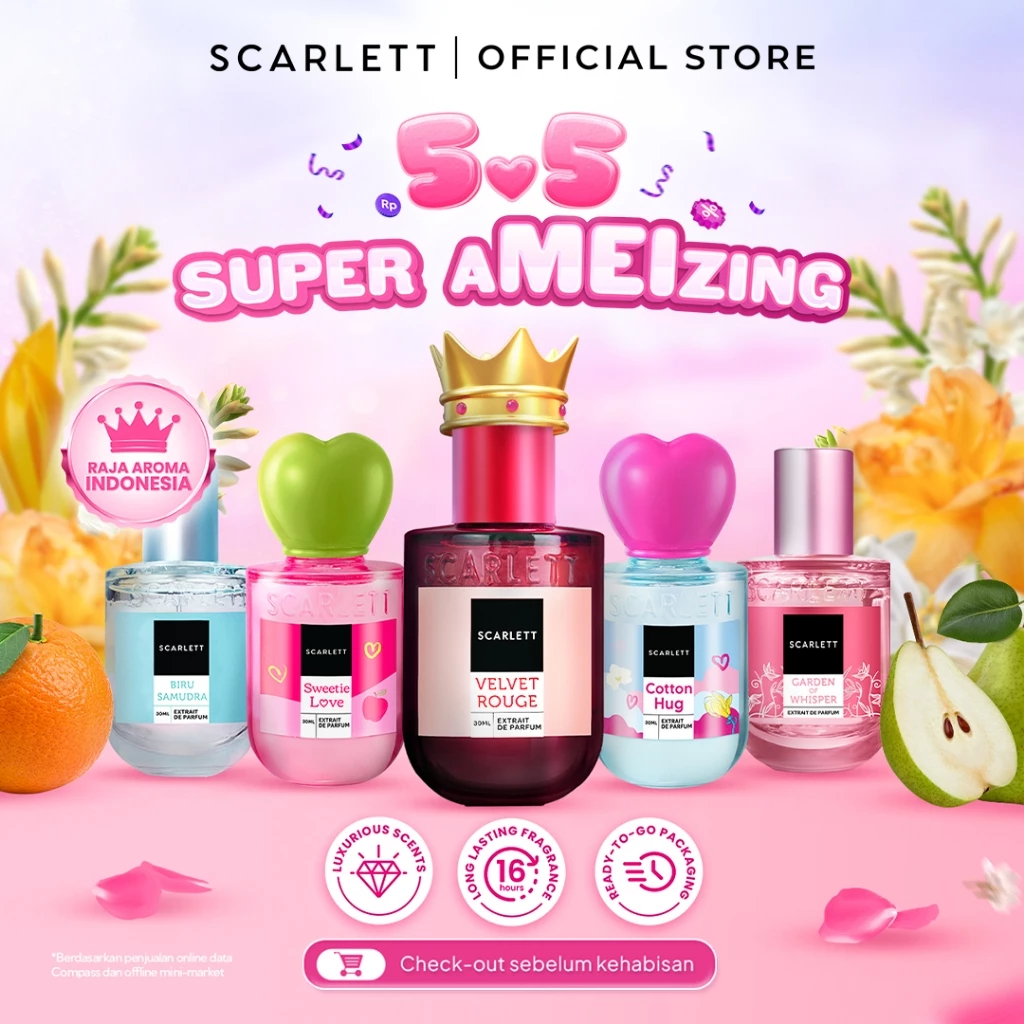 Scarlett Whitening Eau De Parfum 30ml - Parfum Wangi Soft Tahan Lama - Dreamy / Sweet Memories / Euphoria / Velvet Rouge