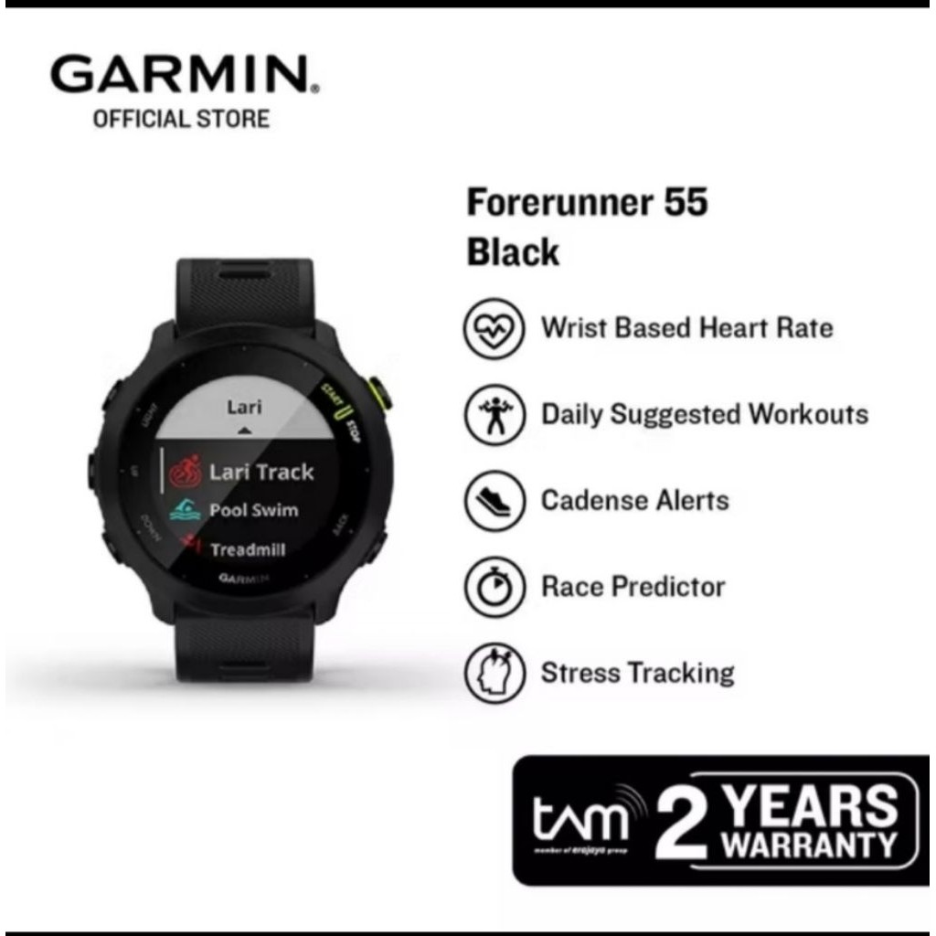 garmin forerunner 55 segel new garansi tam 2 tahun