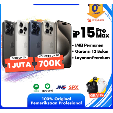 iPhone 15 Pro Max ex iBox Beacukai IMEI Permanen Garansi 6 Bln 100% Original Second iPhone FULLSET 128GB 256GB 512GB 1TB