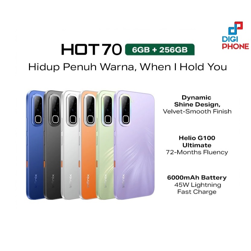 Infinix Hot 70 [12-256] (Performa Hot, Desain Mewah Kelas Premium) (Garansi Resmi Infinix Indonesia)