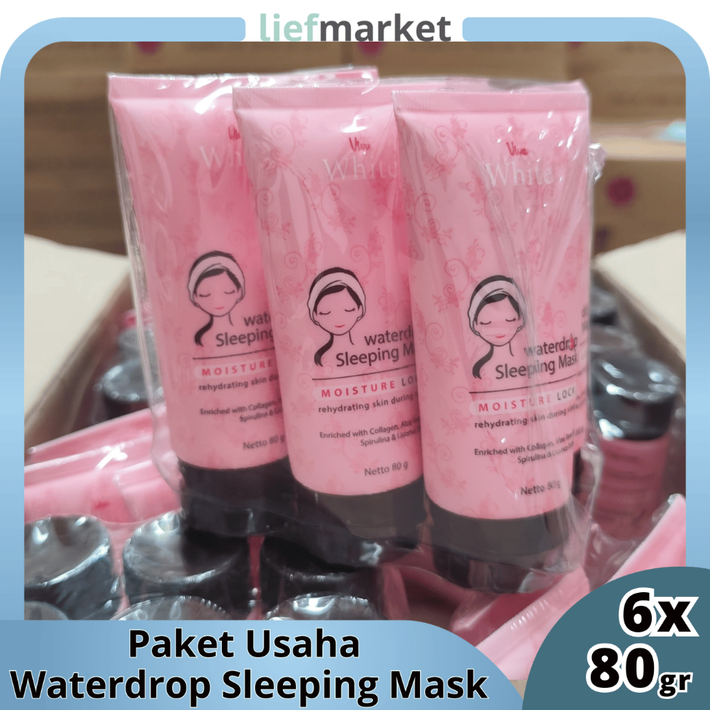 Viva White Waterdrop Sleeping Mask with Collagen, Aloe Vera Gel, Extract Spirulina & Licorice 80gr