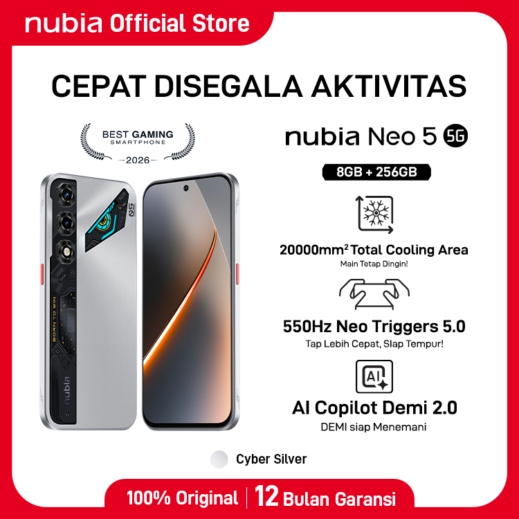 Jual nubia Neo 5 5G RAM 20 GB (8 + 12 GB) ROM 256 GB Baterai 6050mAh Super Fast Charging 45W Handphone Gaming Garansi Resmi | Shopee Indonesia