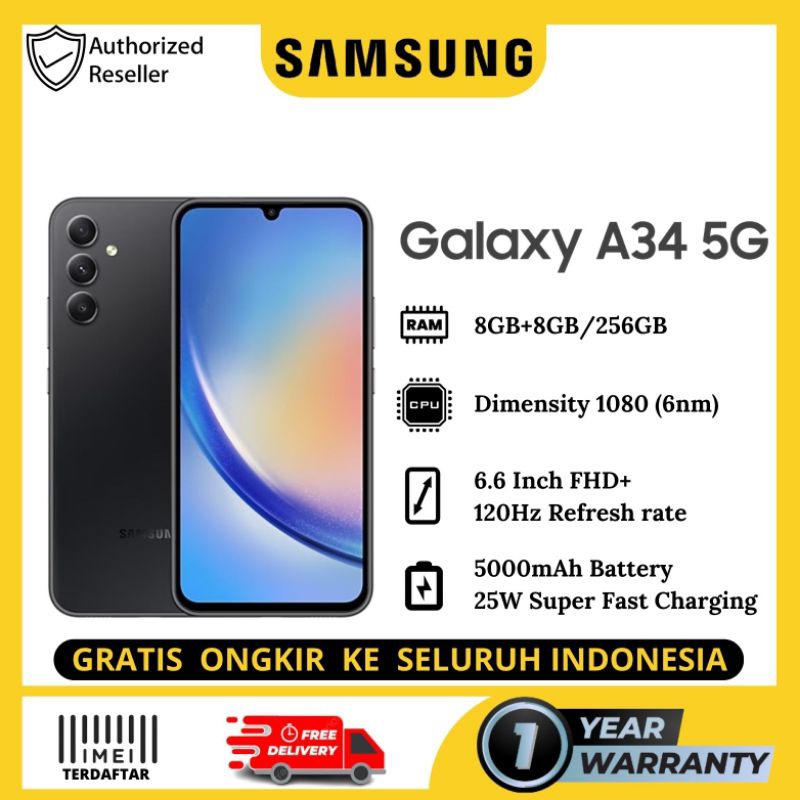SAMSUNG Galaxy A34 5G 8GB-256GB Garansi resmi Samsung Indonesia